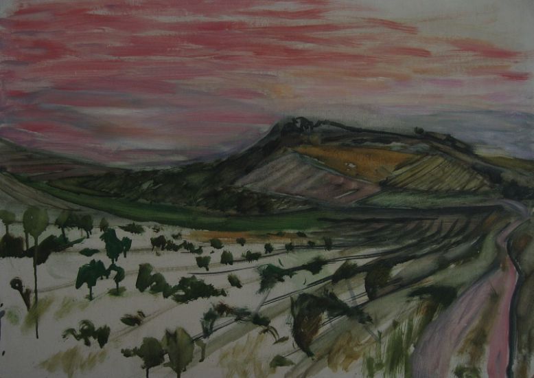 Korzh Lesya, Večer v Taio, 2004, olej na lepence, 49 x 70